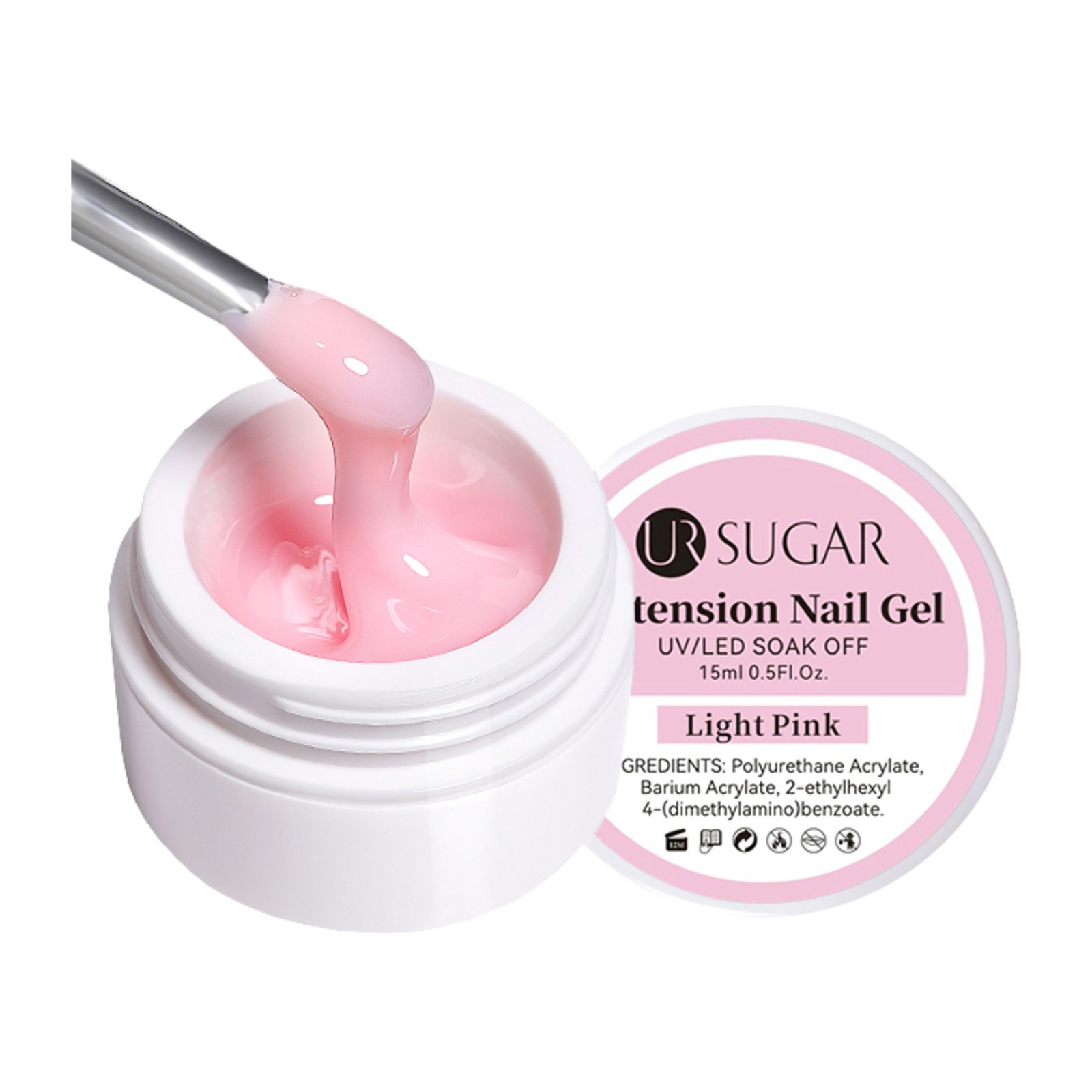 URSUGAR -  Cietais poligels -  Gaiši rozā -  15 ml